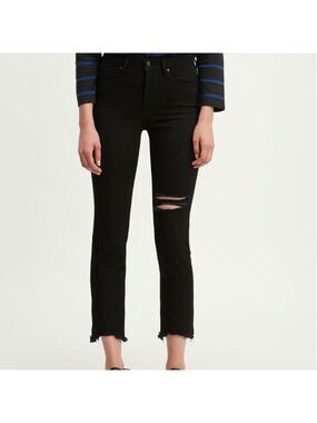 Levis 724 High Rise Straight cropped black jeans 26